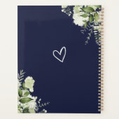 Elegant bloemgroen Navy Blue Trouwfeest Planner (Achterkant)