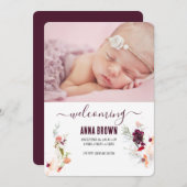 ELEGANT BLOEMGROEN, SINAASAPPEL, ROOD & WIJN BABY KAART (Voorkant / Achterkant)