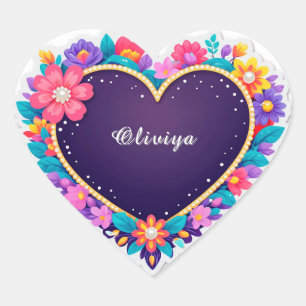 Elegant Bloemhart Ontwerp Hart Sticker