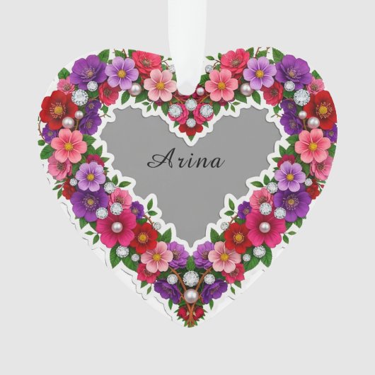 Elegant Bloemhart Ontwerp Ornament (voorkant)