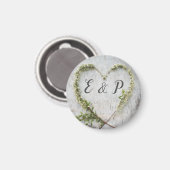 Elegant bloemhart rustige berk bruiloft magneet (Voorkant / Achterkant)