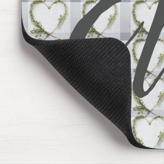 Elegant bloemhart rustige berk gingham muismat (Hoek)