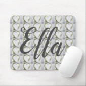 Elegant bloemhart rustige berk gingham muismat (Met muis)