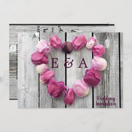 Elegant bloemhartje rustige schuur bruiloft (Voorkant / Achterkant)