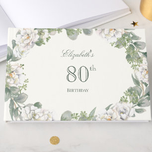 Elegant bloemig 80ste verjaardag welkomstbord gastenboek