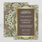 Elegant Bloemig Abstract Patroon Islamitische Aqiq Kaart (Voorkant / Achterkant)