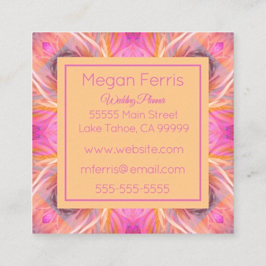 Elegant bloemig Abstract Vierkante Visitekaartje (Achterkant)