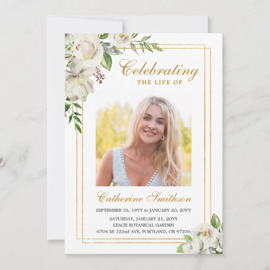 Elegant Bloemig Afdrukbaar Funeral Program Aankondiging (Voorkant)