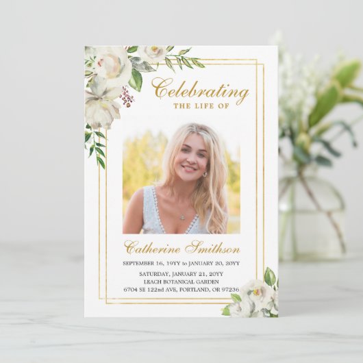 Elegant Bloemig Afdrukbaar Funeral Program Aankondiging (Staand voorkant)