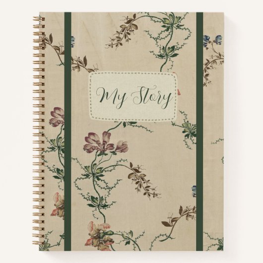 Elegant Bloemig Antiek Patroon Notitieboek (Voorkant)
