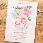 Elegant bloemig Baby shower met roze pioenen Kaart