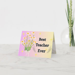 Elegant Bloemig Beste Leraar Ooit Cadeau Ontwerp Bedankkaart