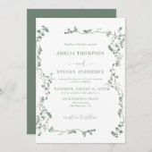 Elegant Bloemig Blad Klassieke Trouw Kaart (Voorkant / Achterkant)
