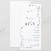 Elegant Bloemig Blad Klassieke Trouw  Menu (Voorkant / Achterkant)