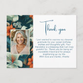 Elegant Bloemig Bladpatroon Foto Bedankt Briefkaart (Voorkant)