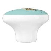 Elegant bloemig Blauwgroen Keramische Knop (Zijkant)