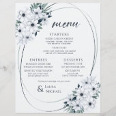 Elegant bloemig Blauwgroen muntmenu (Voorkant)