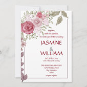 Elegant bloemig boeket van roze, paarse, beige kaart (Voorkant)