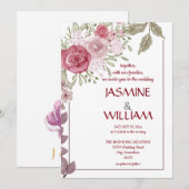 Elegant bloemig boeket van roze, paarse, beige kaart (Voorkant / Achterkant)