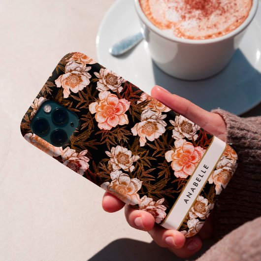 Elegant bloemig botanisch patroon monogram Case-Mate iPhone case