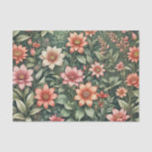 Elegant  bloemig botanisch patroon tissuepapier (Voorkant)