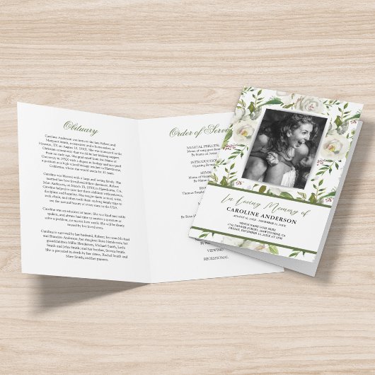 Elegant Bloemig Funeral Memorial Programma