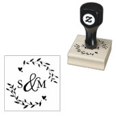 Elegant Bloemig Huwelijksmonogram Rubberstempel (Gestempeld)