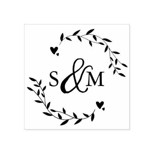 Elegant Bloemig Huwelijksmonogram Rubberstempel (Afrduk)