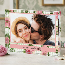 Elegant Bloemig Koppel Liefdescitaat Op Maat Fotoblokken