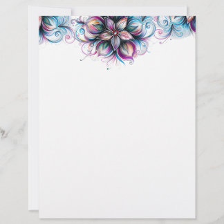 Elegant Bloemig Krul Schrijfpapier Briefhoofd
