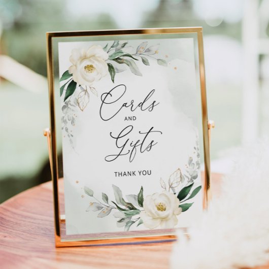 Elegant bloemig loof Kaarten en cadeaus Poster