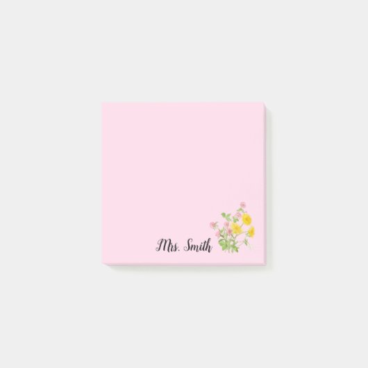Elegant Bloemig Maatwerk Monogramontwerp Post-it® Notes (Voorkant)