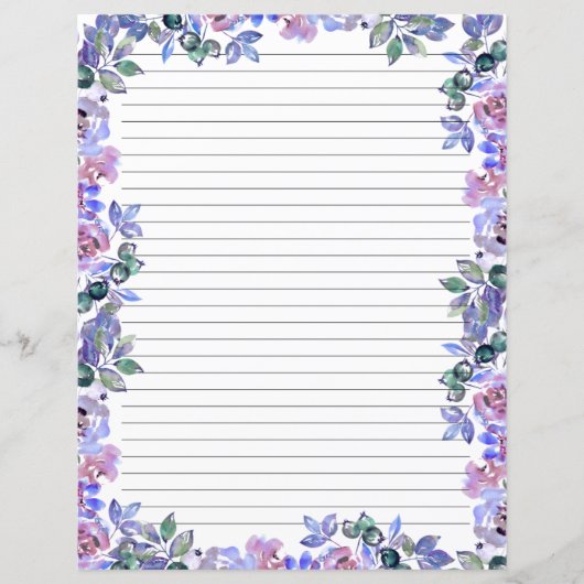 Elegant Bloemig Monogram Briefpapier (Voorkant)