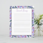 Elegant Bloemig Monogram Briefpapier (Staand voorkant)