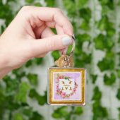 Elegant Bloemig Monogram I Naam & Initiaal Sleutelhanger (Hand)