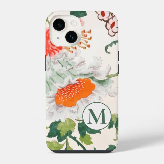 Elegant Bloemig Monogram iPhone Hoesje (Achterkant)