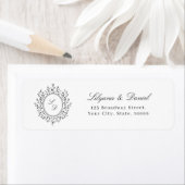 Elegant Bloemig Monogram Klassiek Retouradres Etiket (Insitu)