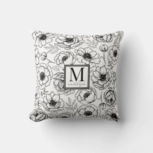 Elegant Bloemig Monogram Kussen (Voorkant)