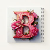 Elegant Bloemig Monogram Letter B Roze Roos Spiraa Notitieboek (Achterkant)