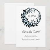 Elegant Bloemig Monogram Save The Date Kaart (Voorkant / Achterkant)