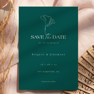 Elegant Bloemig Monogram Smaragd Huwelijk Save The Date