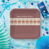 Elegant bloemig ontworpen vierkant papieren bordje (Feest)