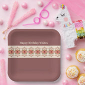 Elegant bloemig ontworpen vierkant papieren bordje (Feest)