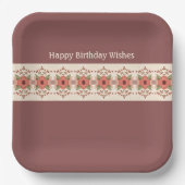 Elegant bloemig ontworpen vierkant papieren bordje (Voorkant)