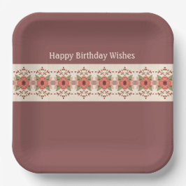 Elegant bloemig ontworpen vierkant papieren bordje