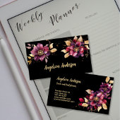 Elegant bloemig Paarse gouden zwart Visitekaartje