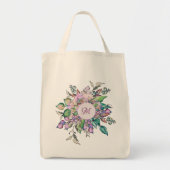 Elegant Bloemig Pastel Watercolor Monogram Tote Bag (Voorkant)