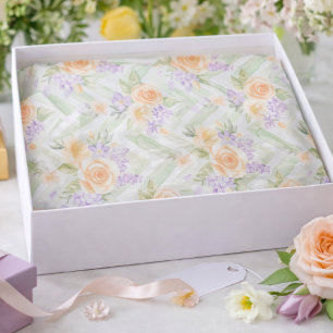 Elegant Bloemig Perzik Lavendel Salie Chevron Patr Tissuepapier