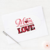 Elegant bloemig rood hart ik hou van je moeder moe ovale sticker (Envelop)
