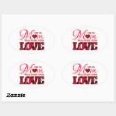 Elegant bloemig rood hart ik hou van je moeder moe ovale sticker (Vel)